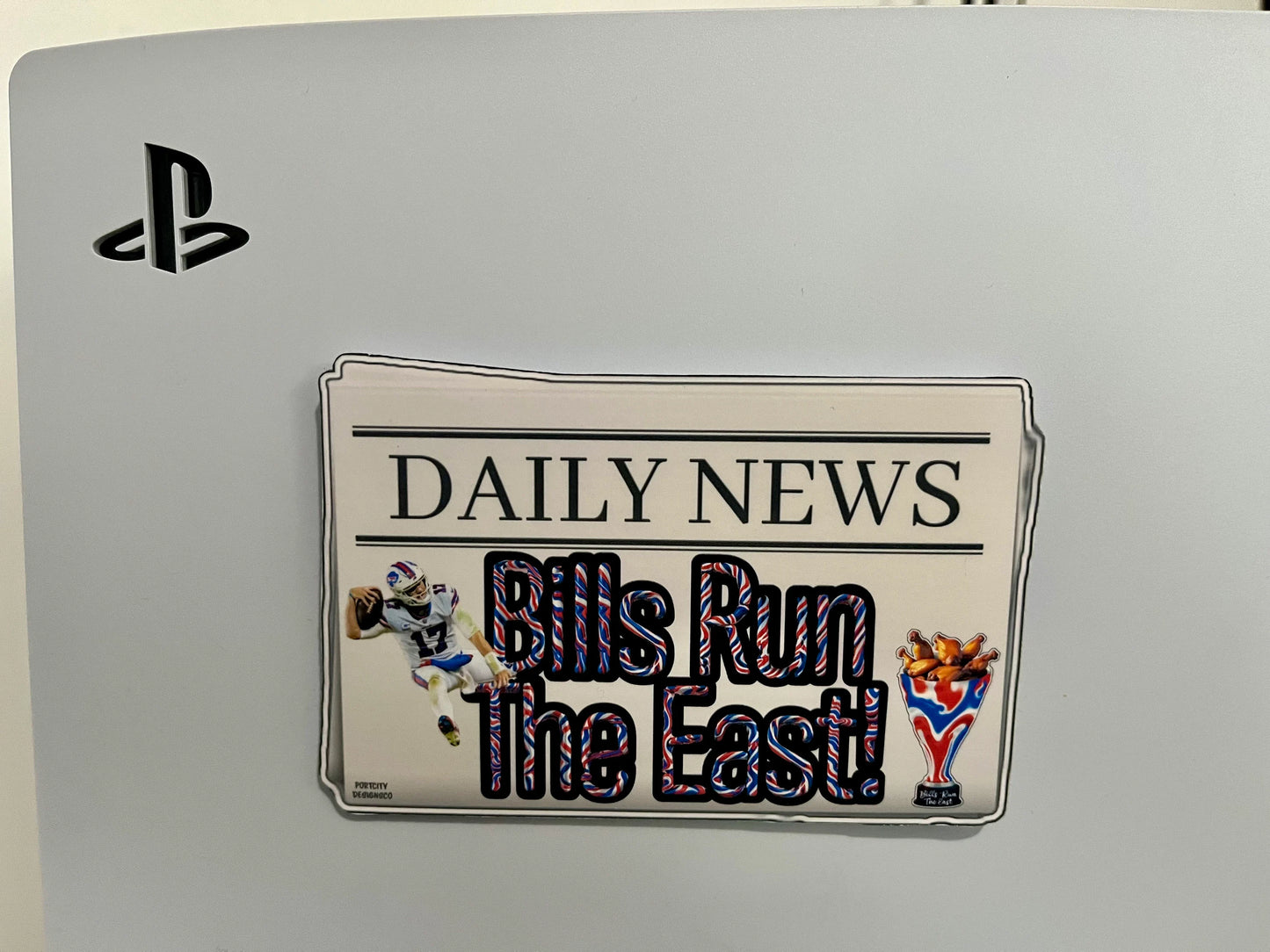 Buffalo Bills Sticker- Breaking News Bills Run The East Custom Vinyl Decal- Great Gift! Water Bottle, Laptop, Cooler Decal