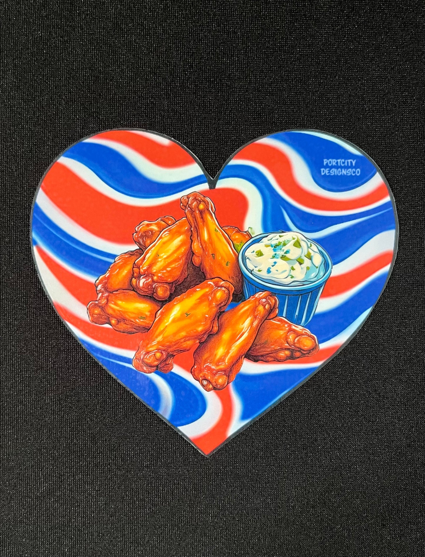 Buffalo Bills Sticker - Bills Fan Chicken Wing Heart Custom High Quality Vinyl Decal - Great Gift! Water Bottle, Laptop, Cooler Decal