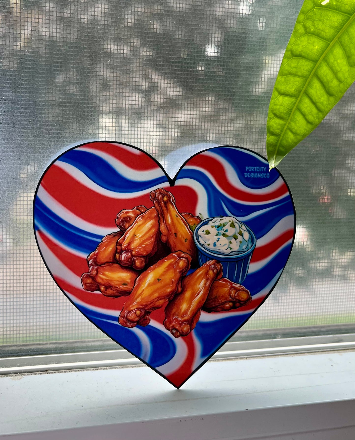 Buffalo Bills Sticker - Bills Fan Chicken Wing Heart Custom High Quality Vinyl Decal - Great Gift! Water Bottle, Laptop, Cooler Decal