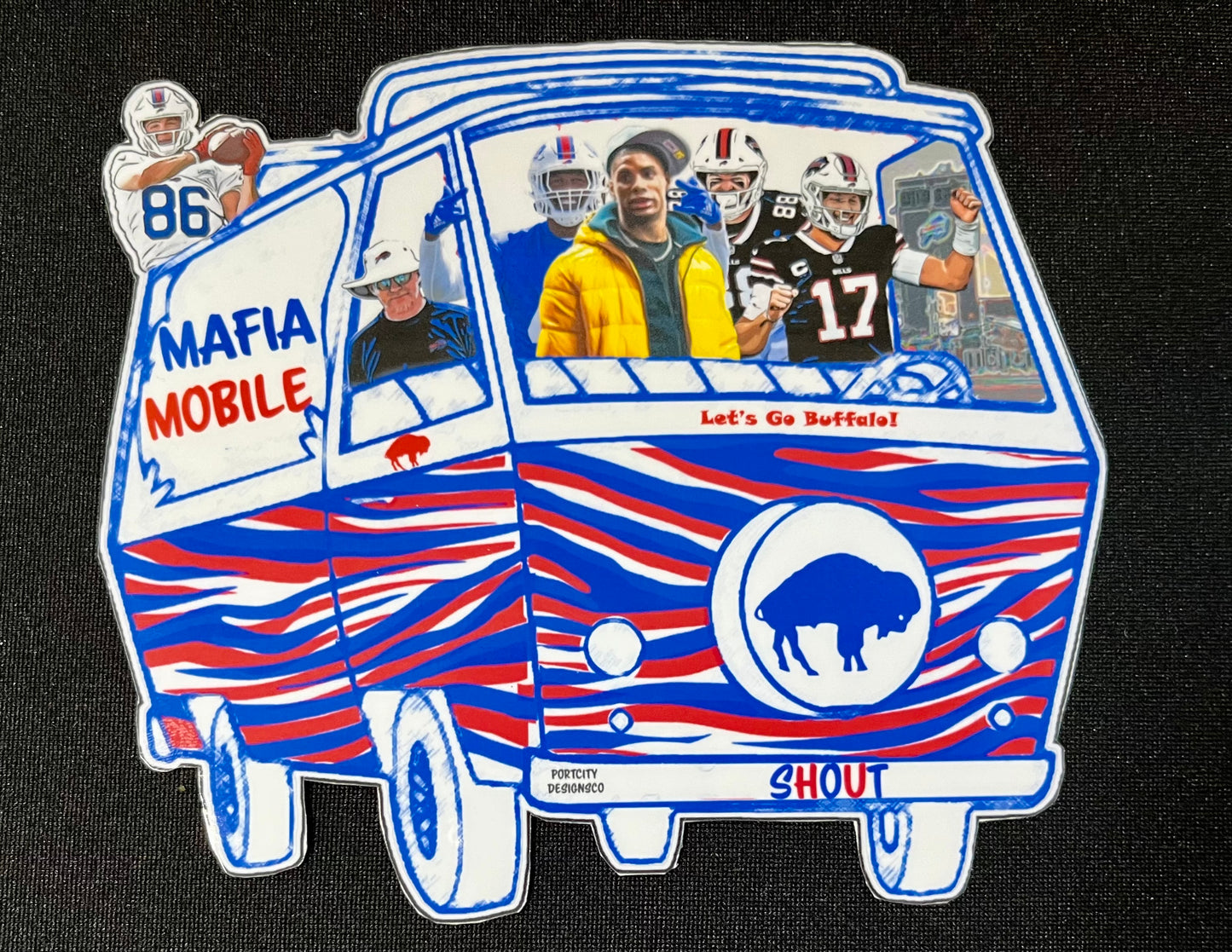 Buffalo Bills Sticker - Josh Allen, Keon Coleman, Dalton Kincaid Vinyl Mafia Mobile Decal - Water Bottle, Laptop, Cooler Decal, Great Gift!