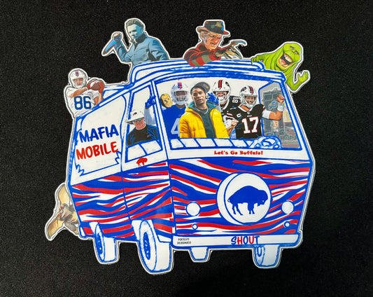 Buffalo Bills Sticker - Vinyl Josh Allen & Crew Spooky Mafia Mobile Decal - Great Gift! Water Bottle, Laptop, Cooler Decal