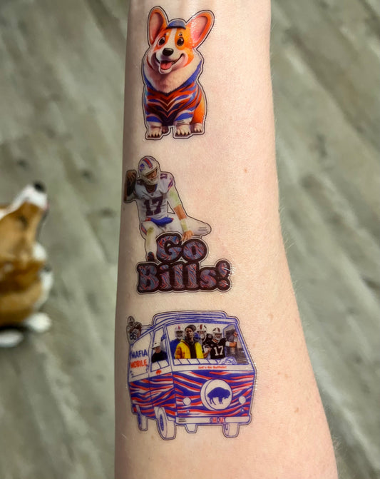 Buffalo Bills Tattoo Set - 3 x Buffalo Fan Bills Mafia Custom Temporary Tattoos