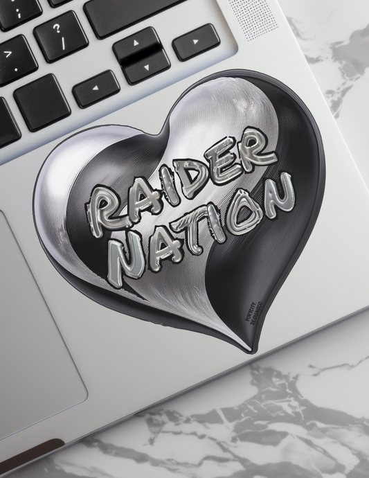 Las Vegas Raiders Sticker - Custom Raider Nation Football Fan Heart Vinyl Decal - Great Gift! Water Bottle, Laptop, Cooler Decal