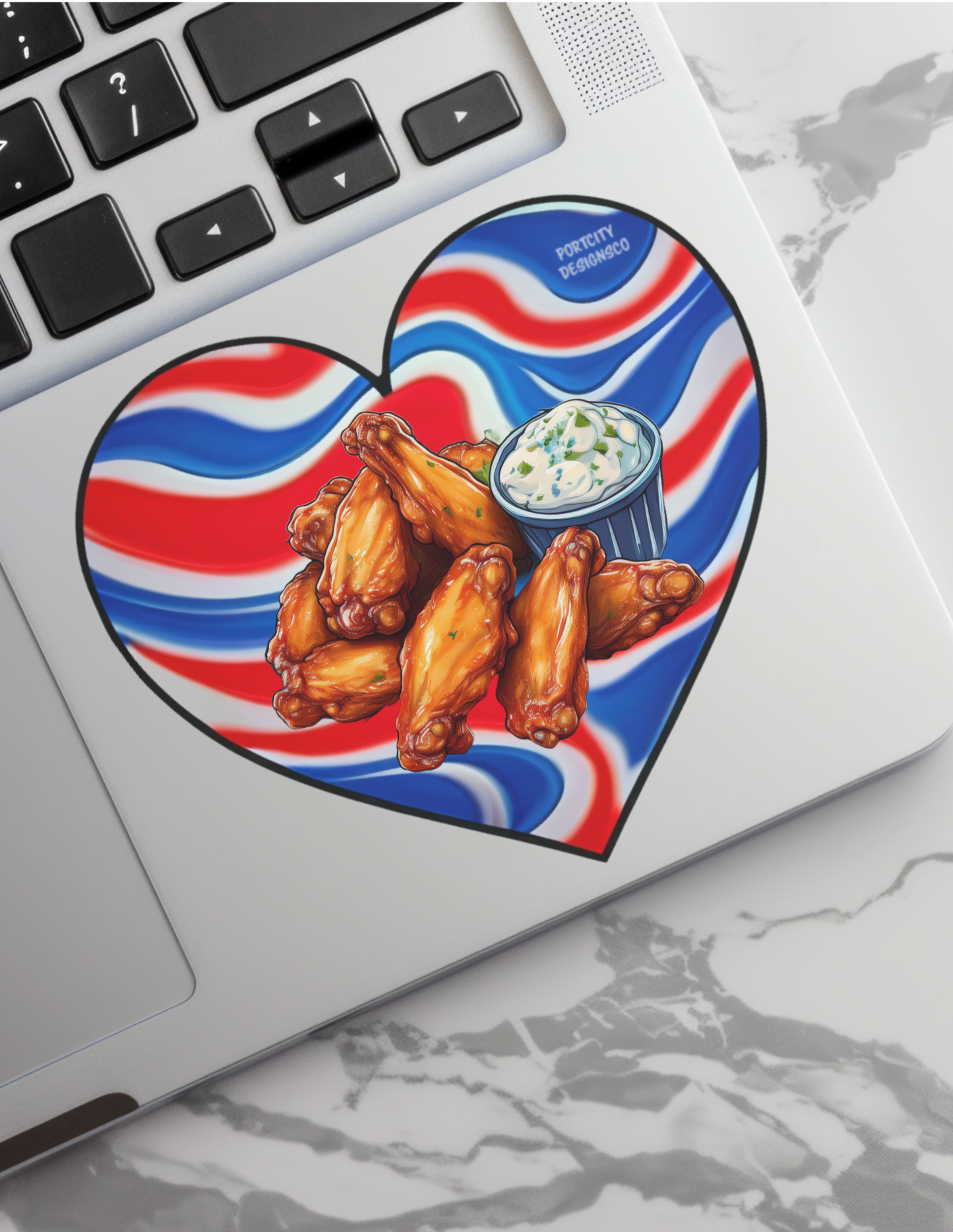 Buffalo Bills Sticker - Bills Fan Chicken Wing Heart Custom High Quality Vinyl Decal - Great Gift! Water Bottle, Laptop, Cooler Decal