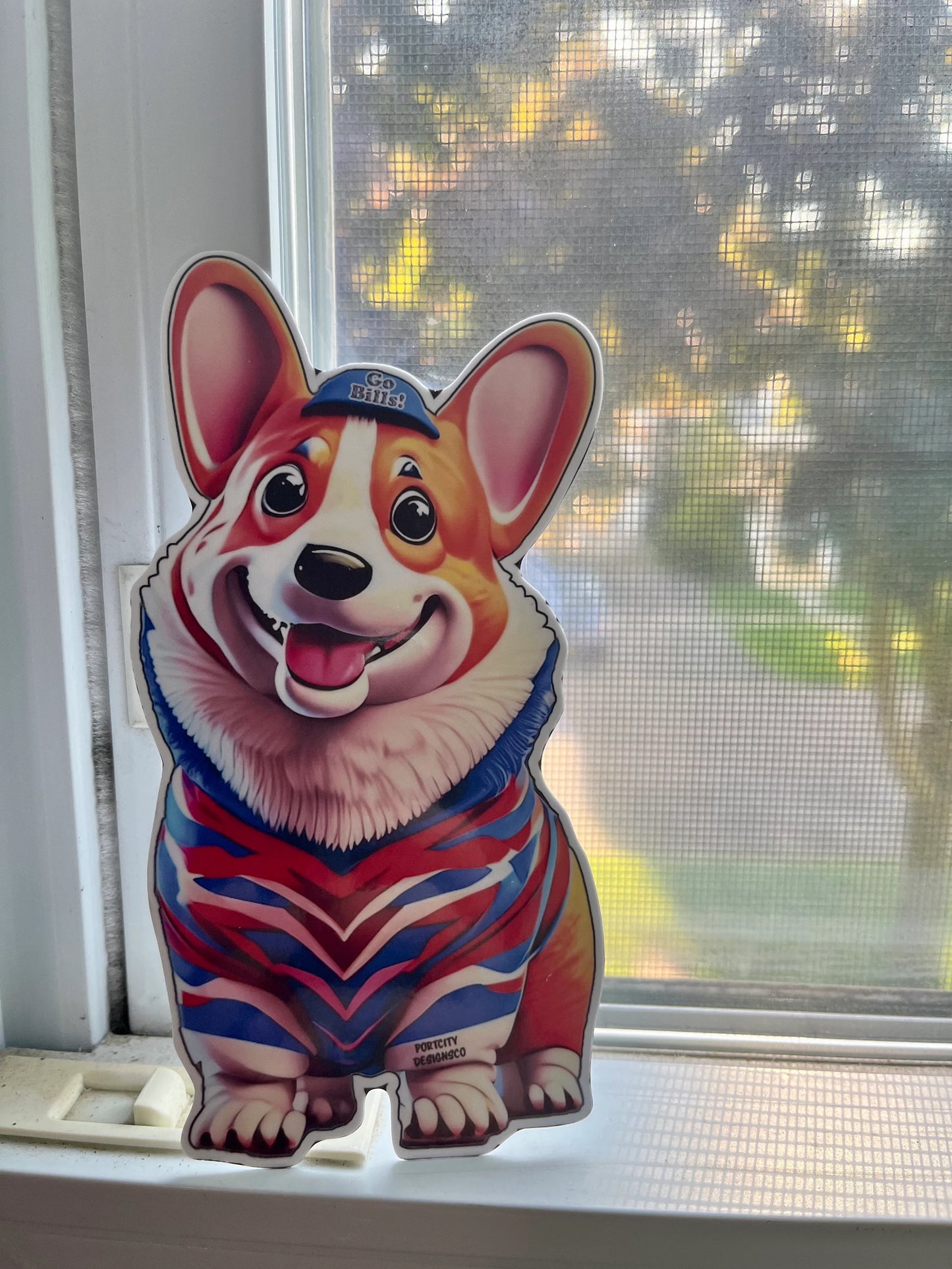 Buffalo Bills Sticker - Custom Vinyl Buffalo Bills Fan, Bills Mafia Corgi - Great Gift! Water bottle, Cup, Cooler, Laptop decals