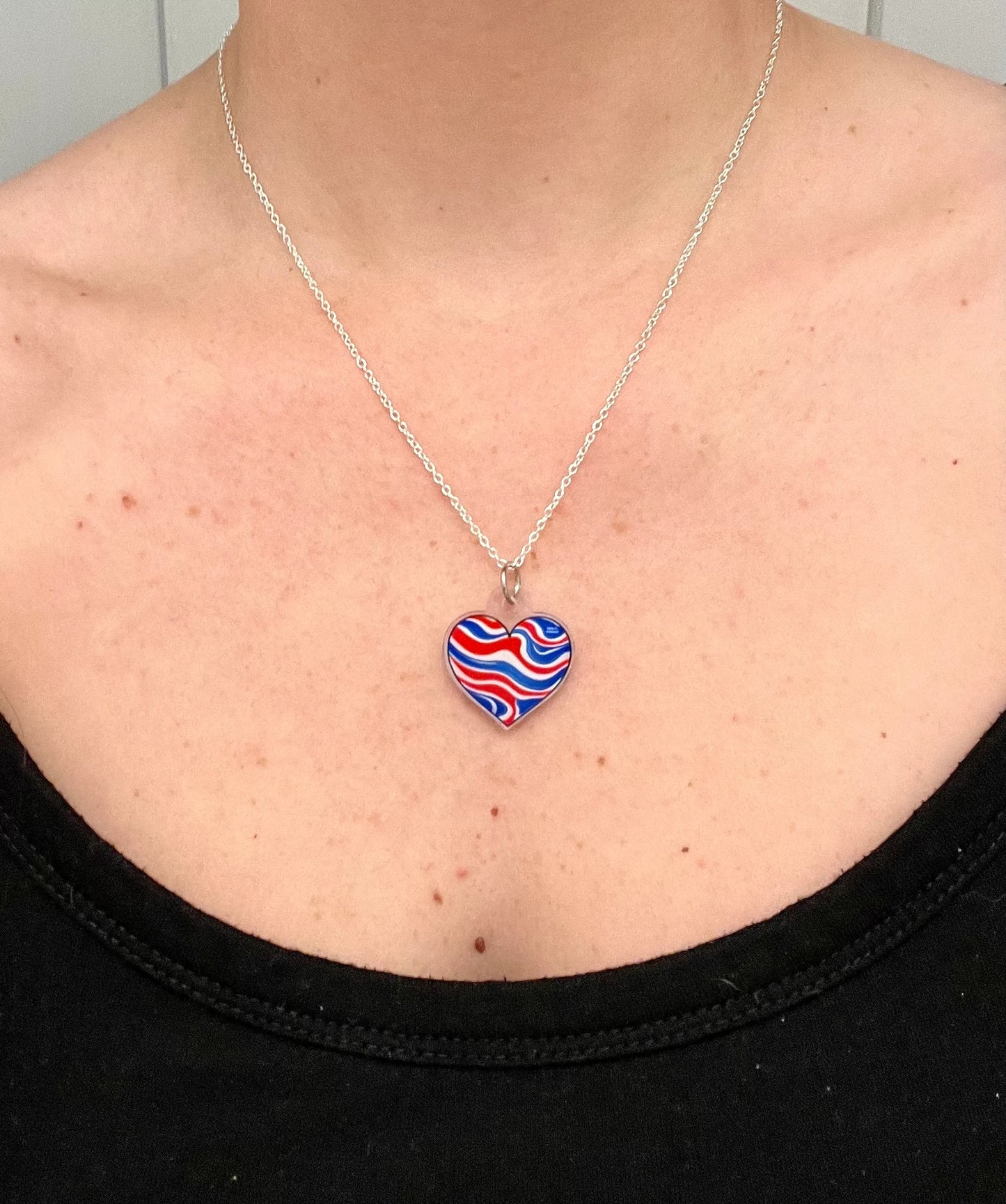 Buffalo Bills Necklace - Custom Red White & Blue Heart Charm Necklace - Great Gift! Bills Mafia Jewelry, Buffalo Bills Jewelry