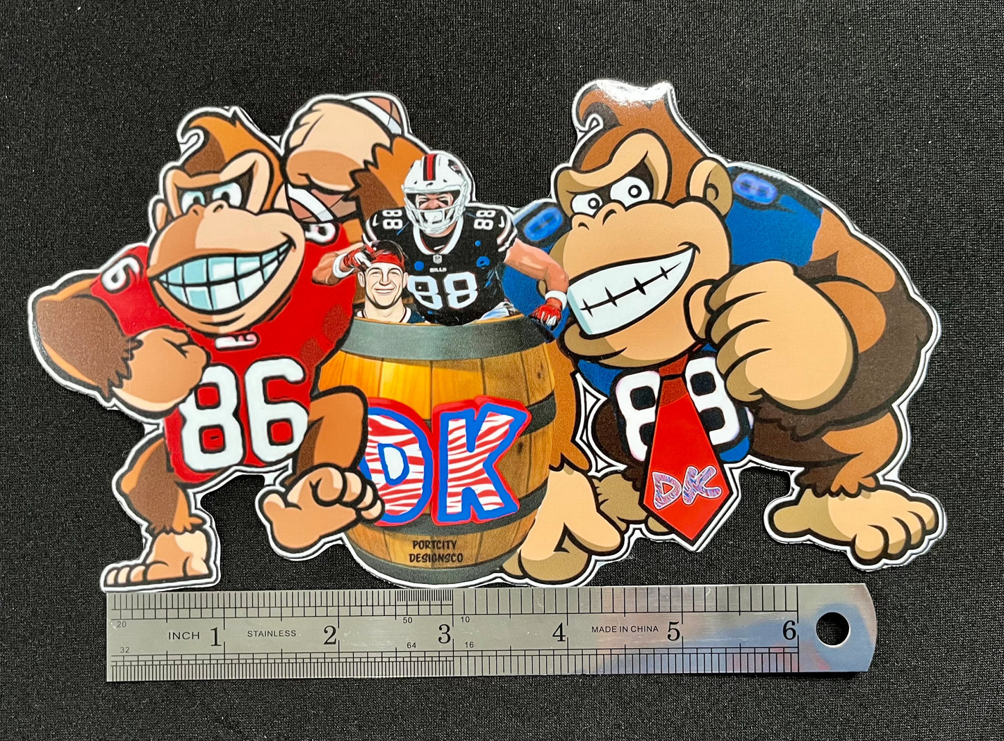 Buffalo Bills Sticker - DK Brothers Dawson Knox & Dalton Kincaid Donkey Kong Vinyl Decal - 2 sizes - Water Bottle, Laptop, Cooler Decal