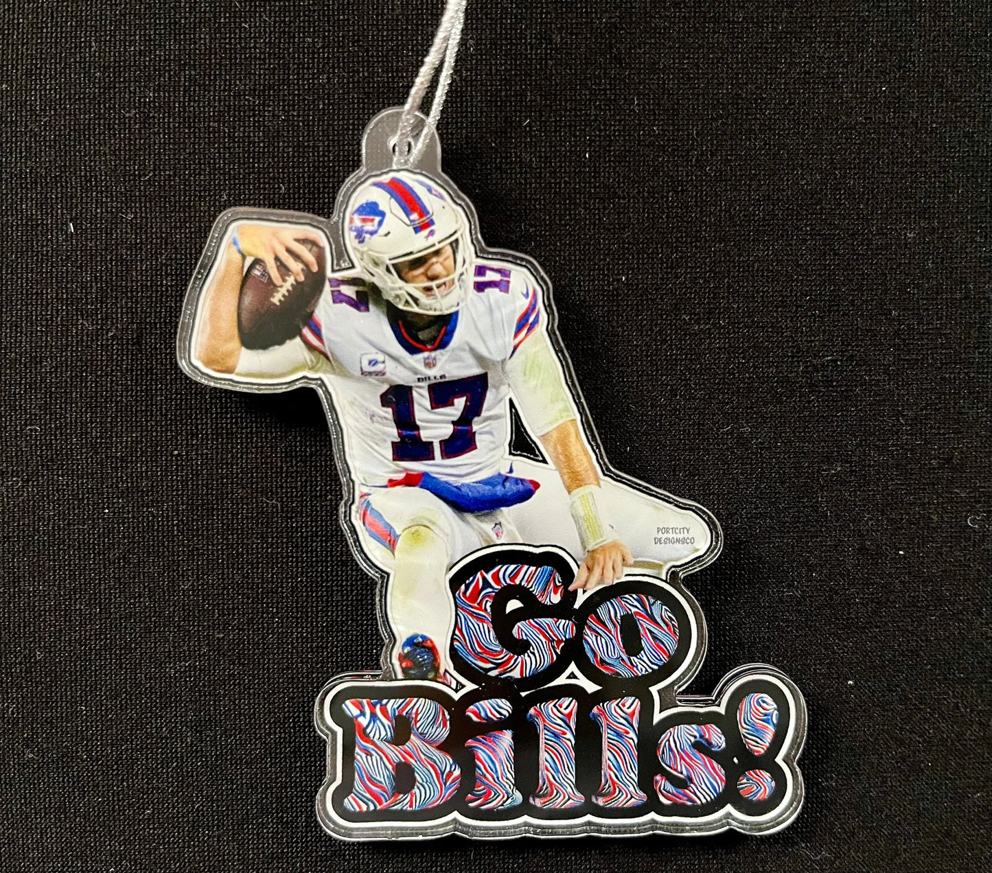 Buffalo Bills Ornament - Buffalo Josh Allen Go Bills Car Ornament - Buffalo Bills Christmas Ornament - Perfect to hang from Car or Tree!