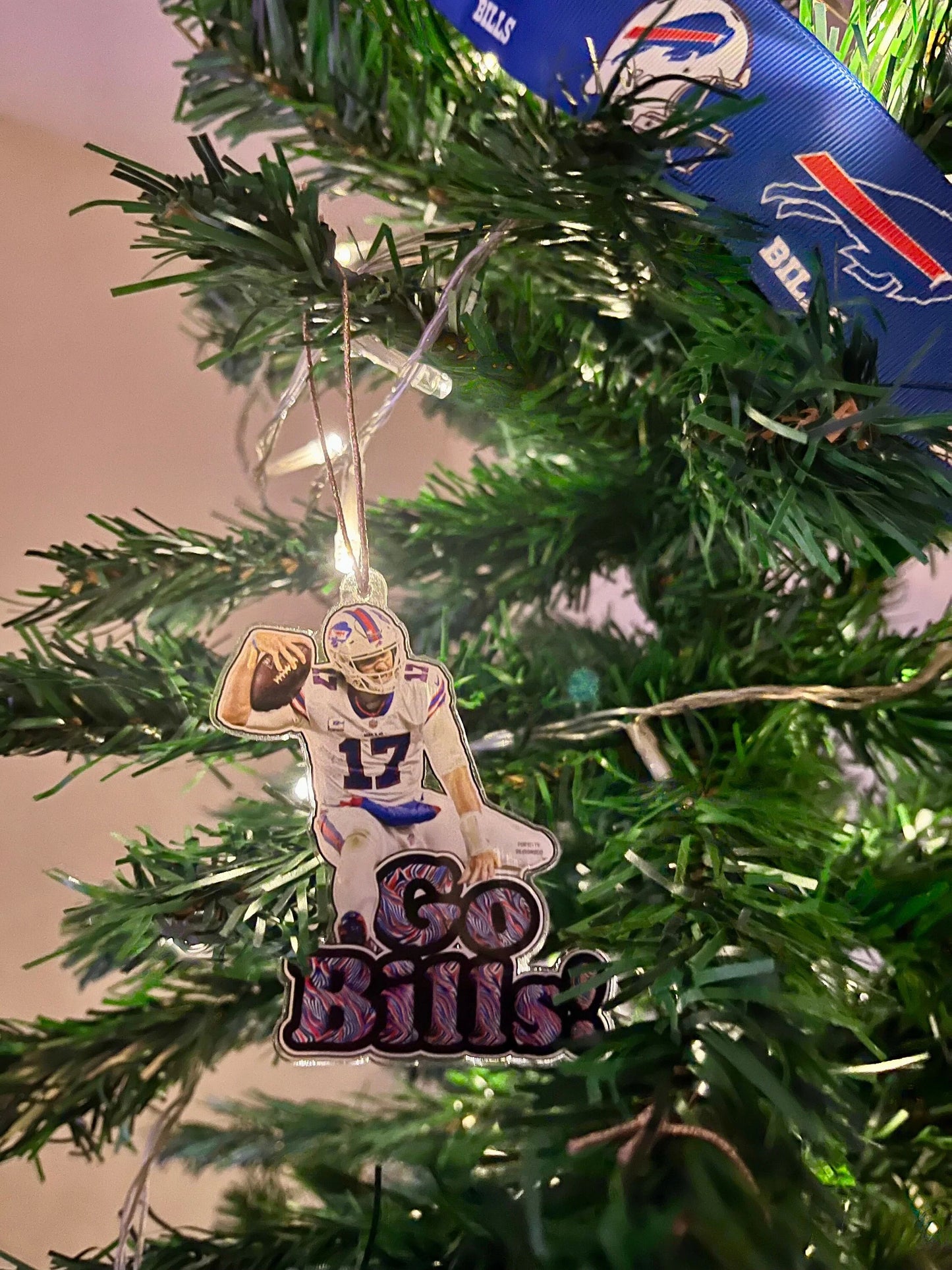 Buffalo Bills Ornament - Buffalo Josh Allen Go Bills Car Ornament - Buffalo Bills Christmas Ornament - Perfect to hang from Car or Tree!