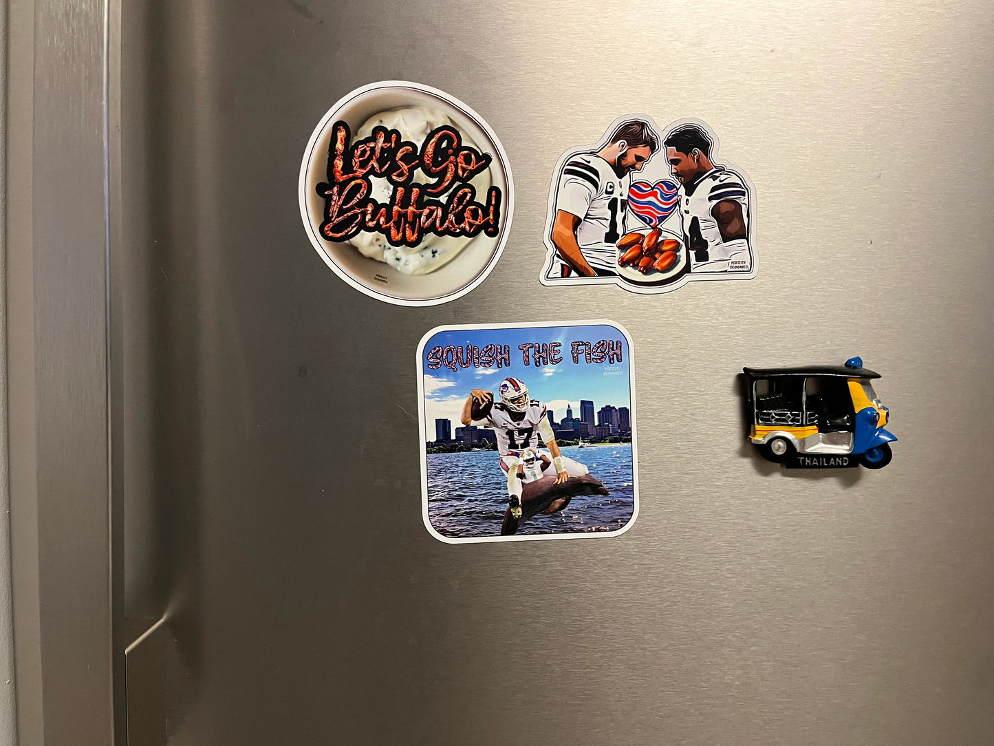 Buffalo Bills Magnet | Buffalo Bills Magnets| Buffalo Football Magnets - Custom WeatherProof Josh Allen & Tua Squish the Fish Magnet