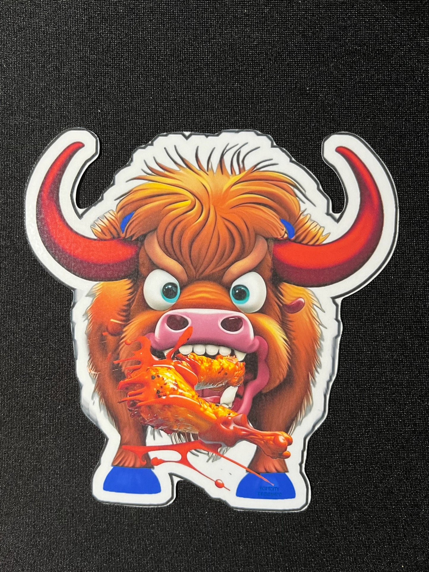 Buffalo Bills Sticker - Angry Buffalo Eating Wings Custom Vinyl Decal - Water Bottle, Laptop, Cup Decal