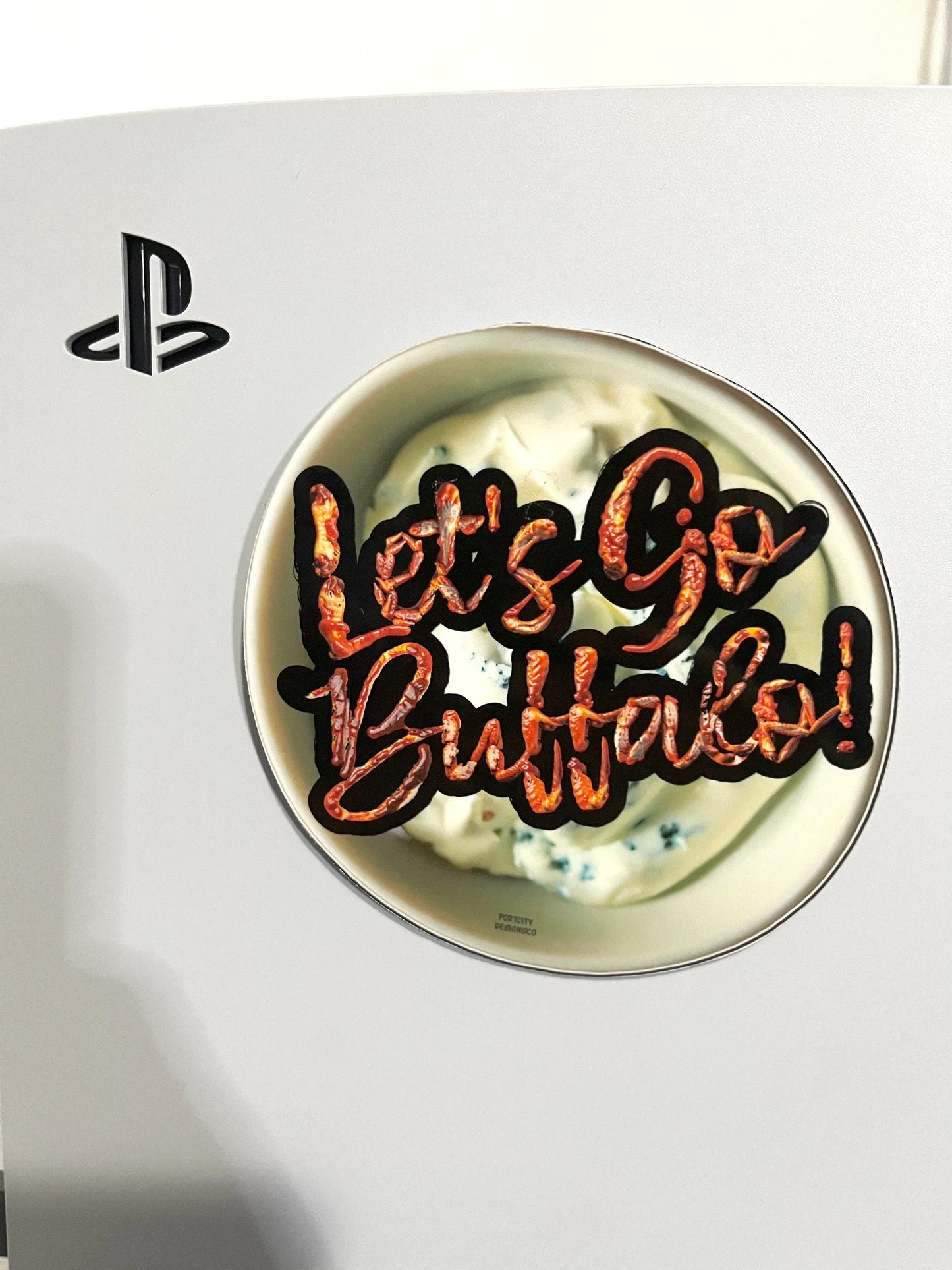 Buffalo Bills Sticker - Vinyl Let's Go Buffalo Chicken Wing & Bleu Cheese NFL Decal - Great Gift! Water Bottle, Laptop, Cooler Decal