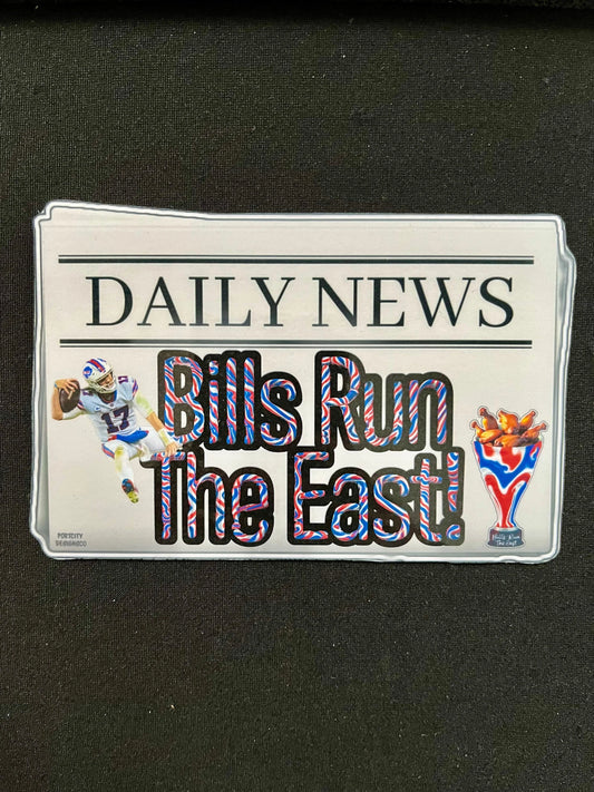 Buffalo Bills Sticker- Breaking News Bills Run The East Custom Vinyl Decal- Great Gift! Water Bottle, Laptop, Cooler Decal