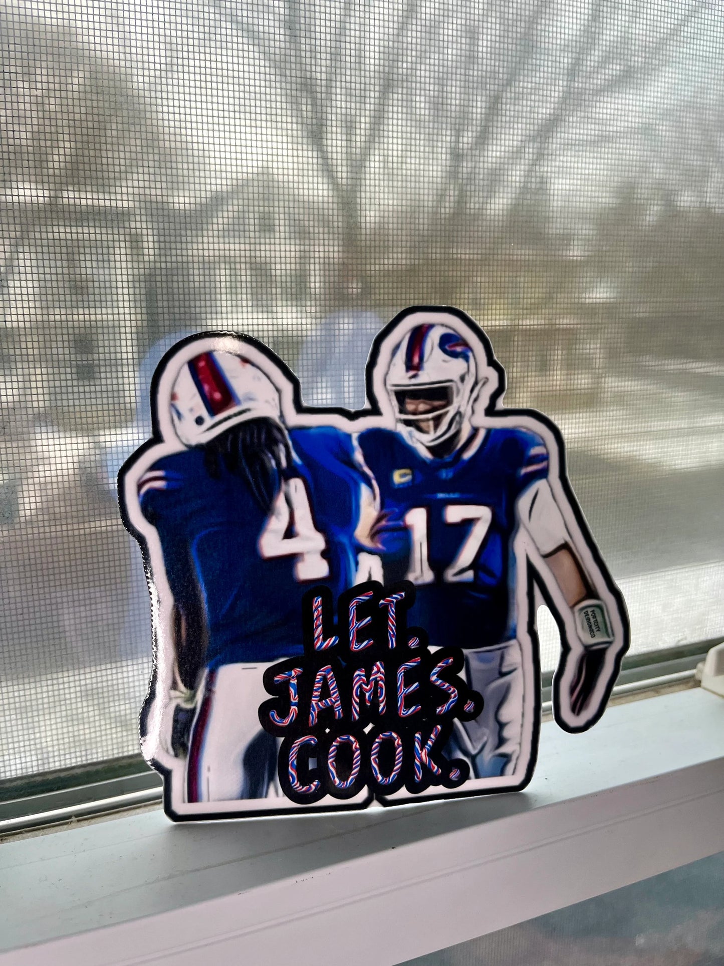 Buffalo Bills Sticker - Custom Vinyl Josh Allen & James Cook Let James Cook Decal - Perfect Bills Fan Gift - Water-Bottle, Cup, Cooler Decal