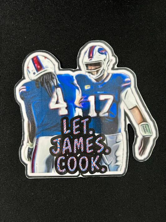 Buffalo Bills Sticker - Custom Vinyl Josh Allen & James Cook Let James Cook Decal - Perfect Bills Fan Gift - Water-Bottle, Cup, Cooler Decal