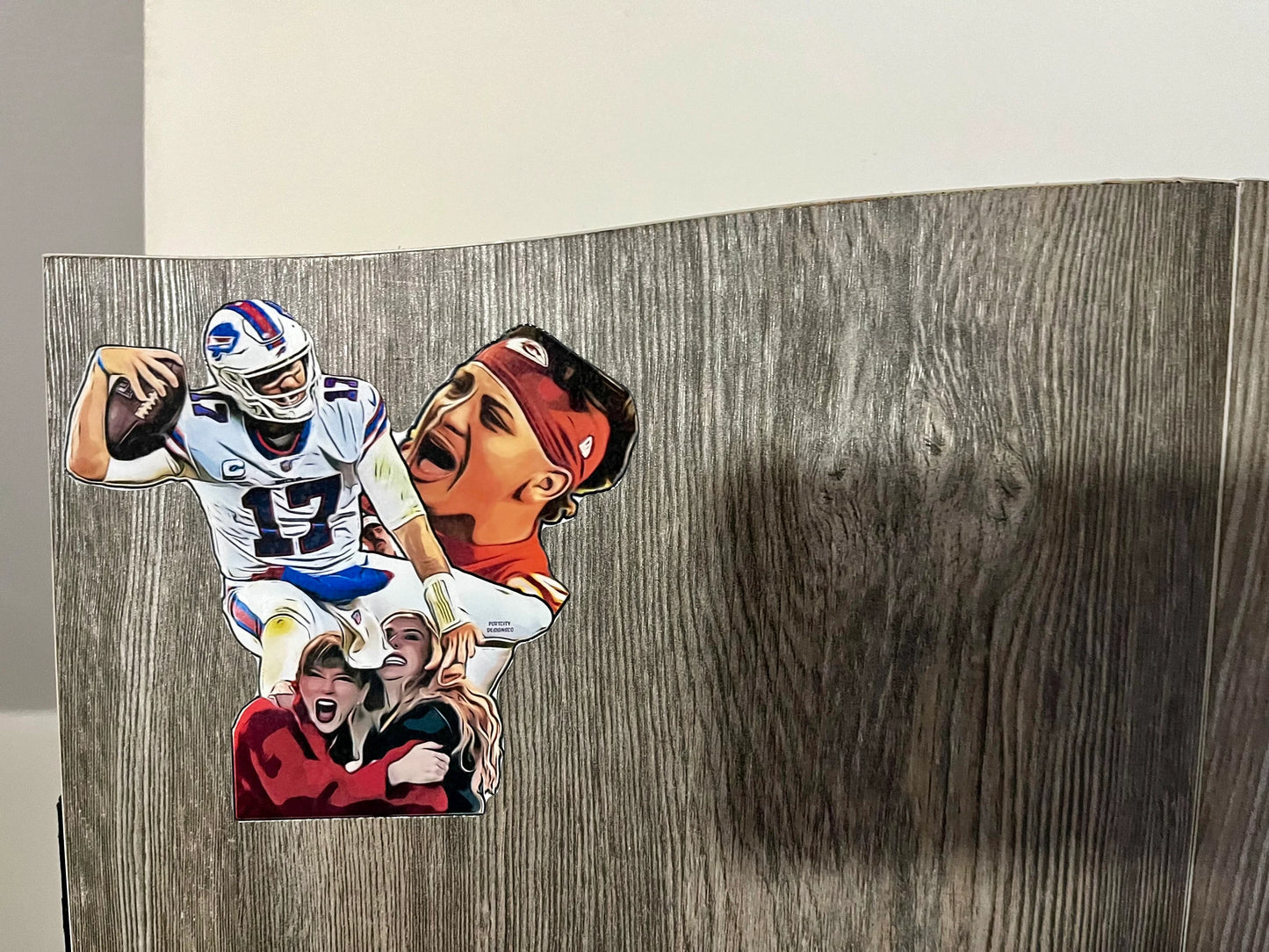 Buffalo Bills Sticker - Vinyl Josh Allen Hurdling Mahomes & Company Custom Decal - Great Gift! Water Bottle, Laptop, Cooler, Dartboard Decal