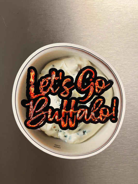 Buffalo Bills Magnet | Buffalo Bills Magnets| Buffalo Football Magnets - Weatherproof Let's Go Buffalo Chicken Wing & Bleu Cheese Magnet