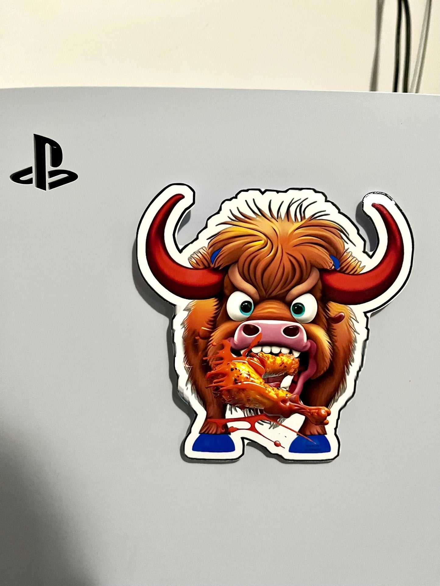 Buffalo Bills Sticker - Angry Buffalo Eating Wings Custom Vinyl Decal - Water Bottle, Laptop, Cup Decal