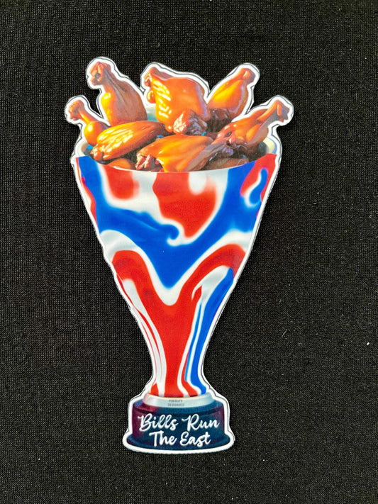 Buffalo Bills Sticker - Custom Vinyl NFL Decal - Bills Run The East Chicken Wing Trophy - Great Gift! Water Bottle, Laptop, Cooler Decal