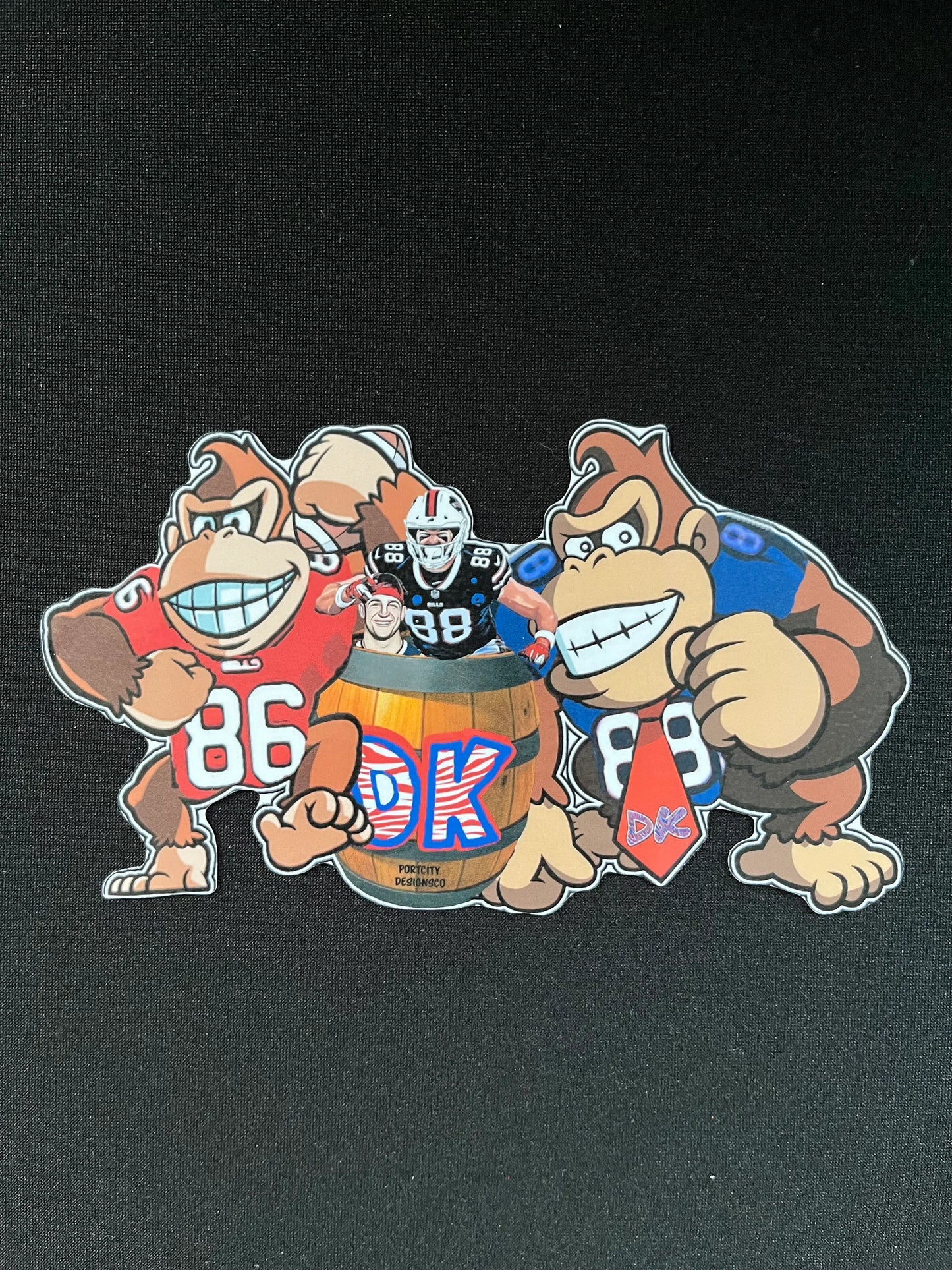 Buffalo Bills Sticker - DK Brothers Dawson Knox & Dalton Kincaid Donkey Kong Vinyl Decal - 2 sizes - Water Bottle, Laptop, Cooler Decal