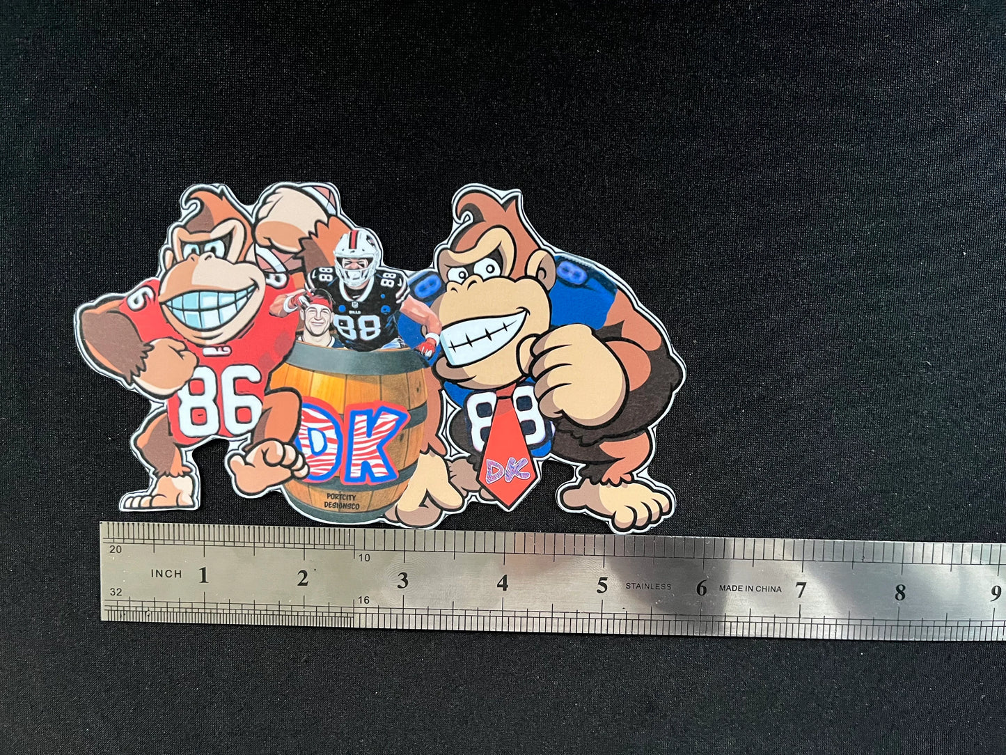 Buffalo Bills Sticker - DK Brothers Dawson Knox & Dalton Kincaid Donkey Kong Vinyl Decal - 2 sizes - Water Bottle, Laptop, Cooler Decal