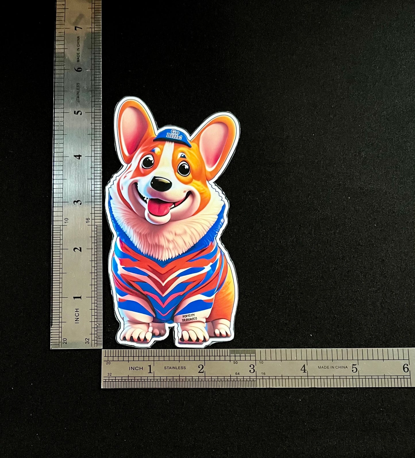 Buffalo Bills Sticker - Custom Vinyl Buffalo Bills Fan, Bills Mafia Corgi - Great Gift! Water bottle, Cup, Cooler, Laptop decals