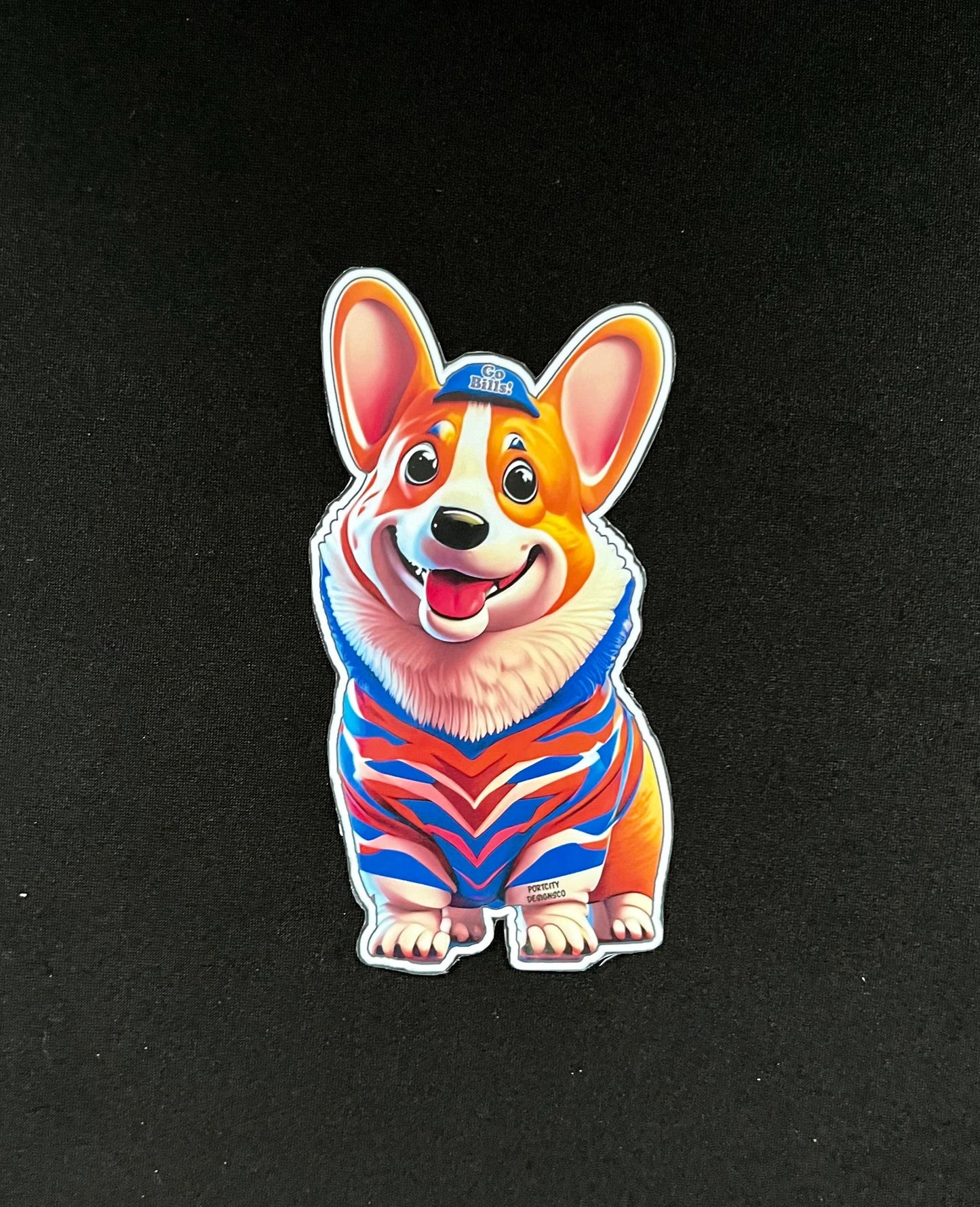 Buffalo Bills Sticker - Custom Vinyl Buffalo Bills Fan, Bills Mafia Corgi - Great Gift! Water bottle, Cup, Cooler, Laptop decals