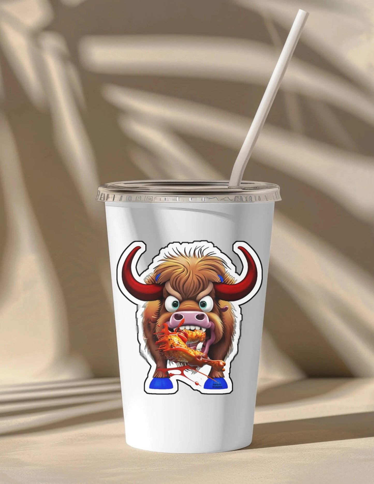 Buffalo Bills Sticker - Angry Buffalo Eating Wings Custom Vinyl Decal - Water Bottle, Laptop, Cup Decal