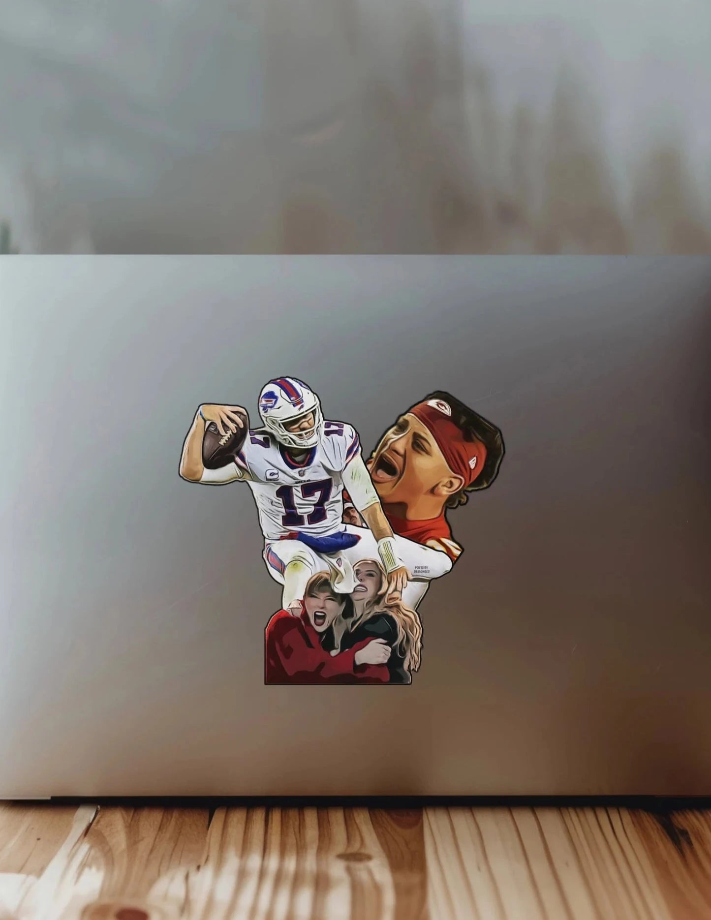 Buffalo Bills Sticker - Vinyl Josh Allen Hurdling Mahomes & Company Custom Decal - Great Gift! Water Bottle, Laptop, Cooler, Dartboard Decal