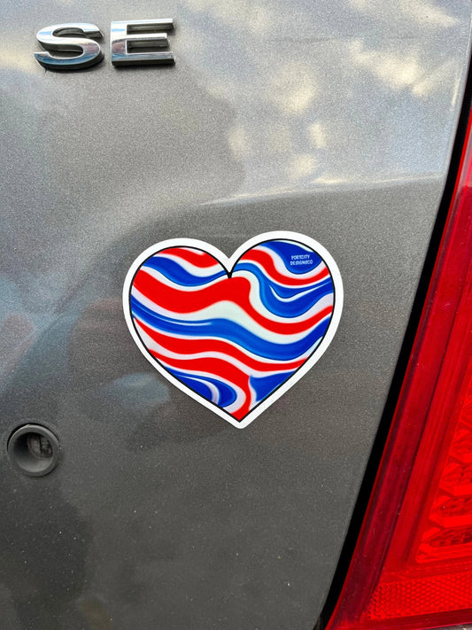 Buffalo Bills Magnet | Buffalo- Bills Fan Red/White/Blue Swirl Heart Weather-proof Magnet for Car, Fridge - Great Gift!